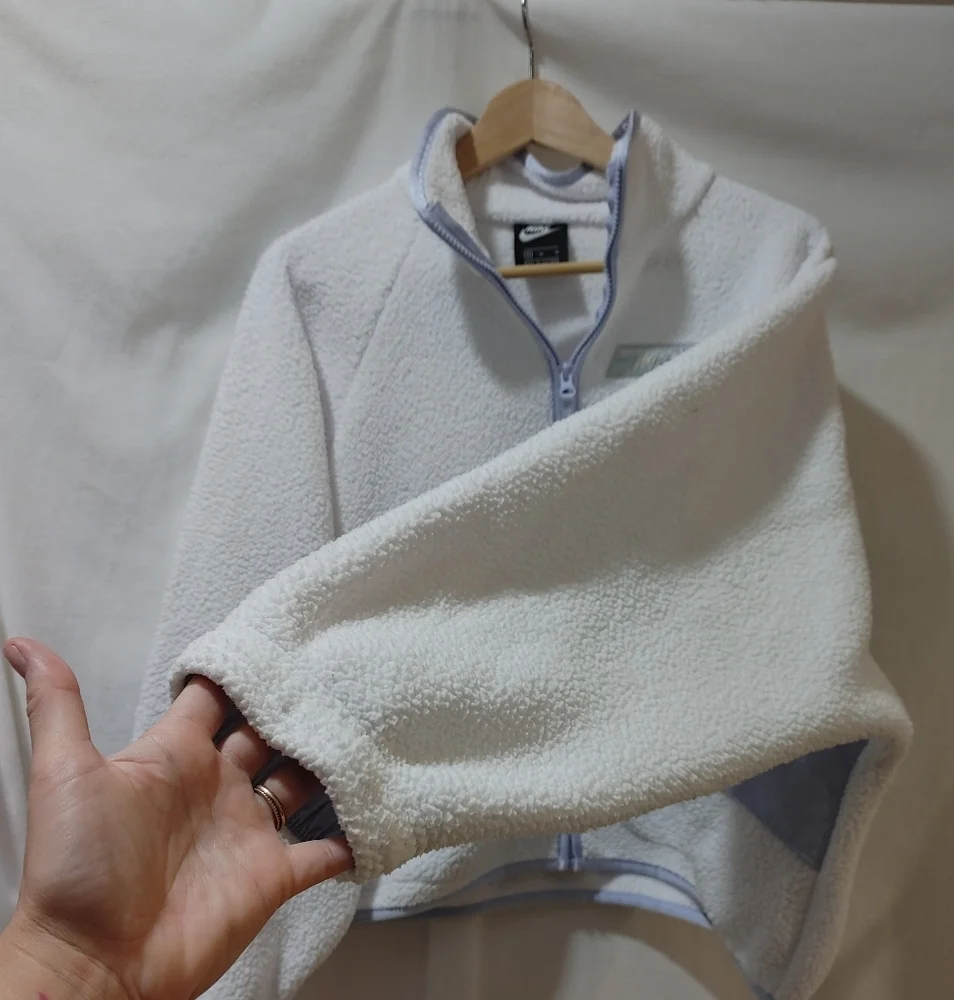 Nike Womens Sportswear Swoosh Sherpa Jacket‎ Full Zip White Size M DD9076 100